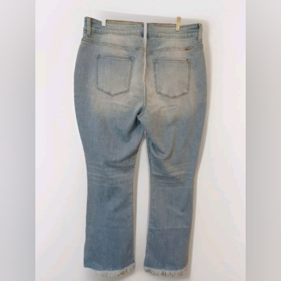 KanCan Light Wash Frayed Raw Hem Bootcut High Rise Jeans Size 18 - Picture 5 of 9